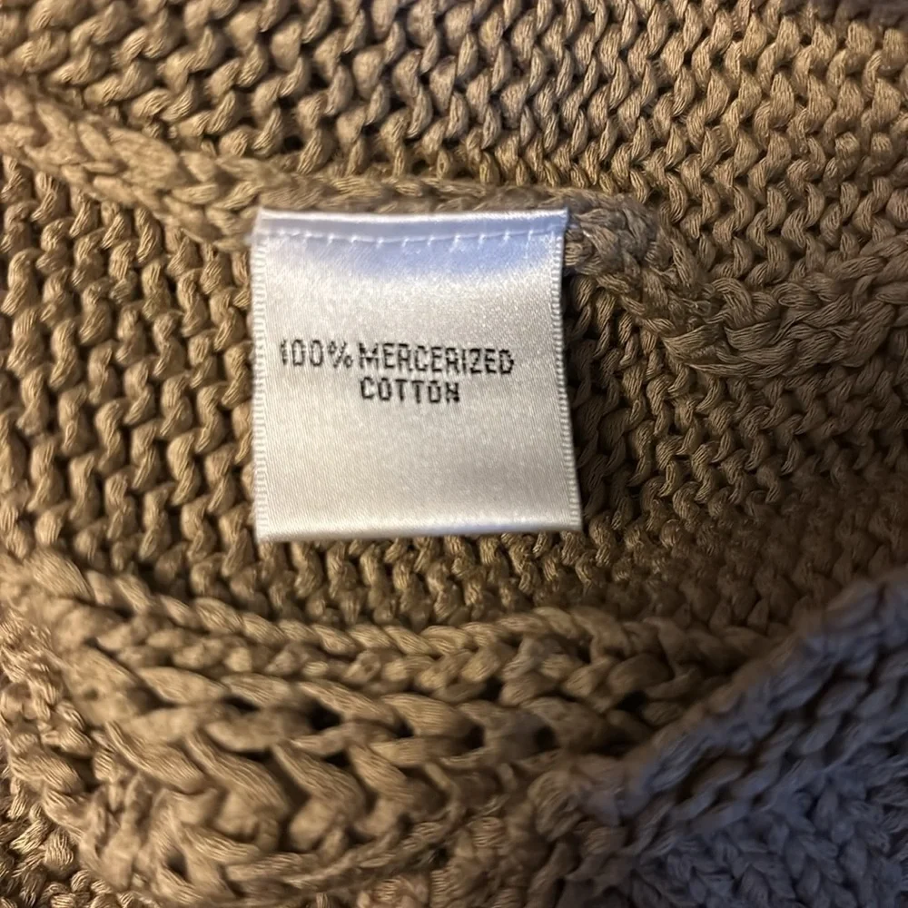 TALBOTS Brown Mercerized Cotton Hooded Cable Knit Sweater Size 3X